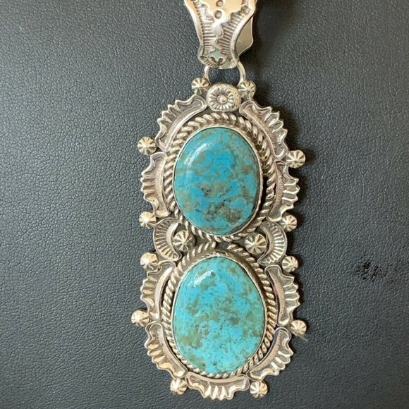 Native American Pearls Blue Necklace Pendant Ln 20 - Picture 9 of 12